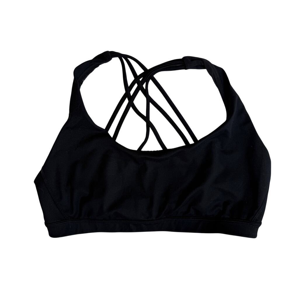 Victoria's Secret VSX Sz L Black Lightweight Silky Strappy Sports Bra | EUC